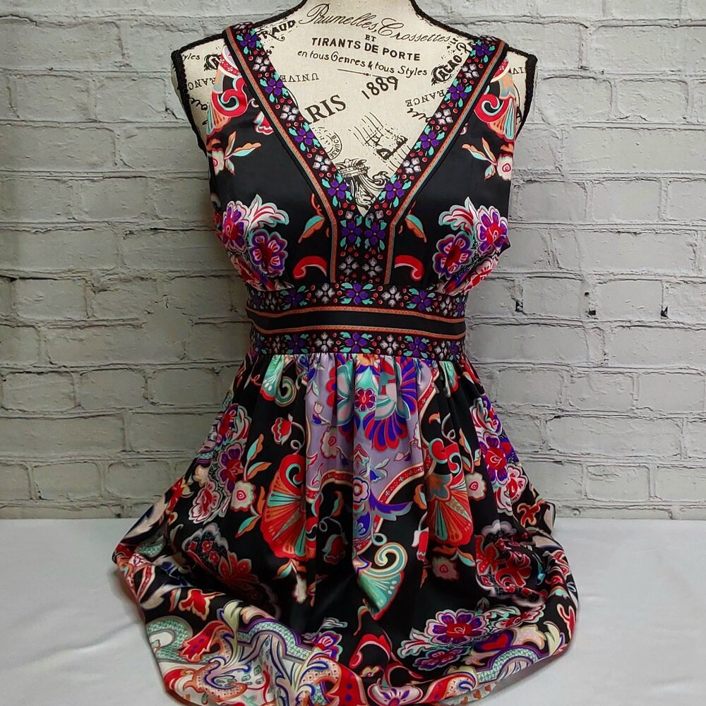 SIDE-ZIP BOHO-CHIC DRESS - Picture 1 of 16